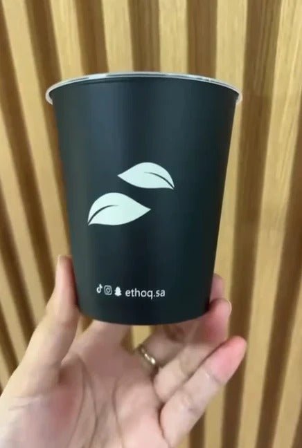 أكواب 12 أونص بلاستيكية مقوى انجكشن PP ( مطبوعة فل برنت) مع غطاء فلات شفاف/أسود التعبئة: 5